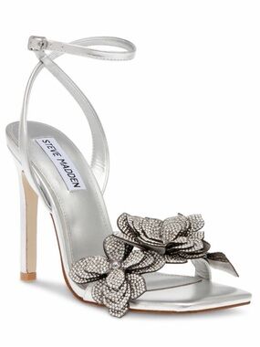 Steve Madden Ulyana Sandal Silver Heels - Ankle-Strap